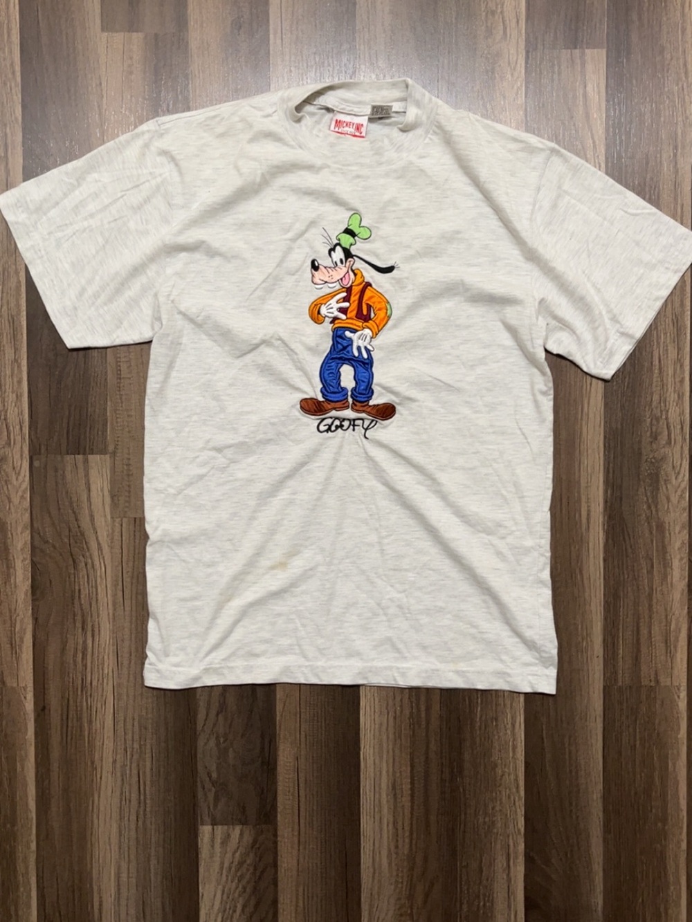 Vintage MICKEY INC Embroidered GOOFY Disney Small Mens Gray Shirt